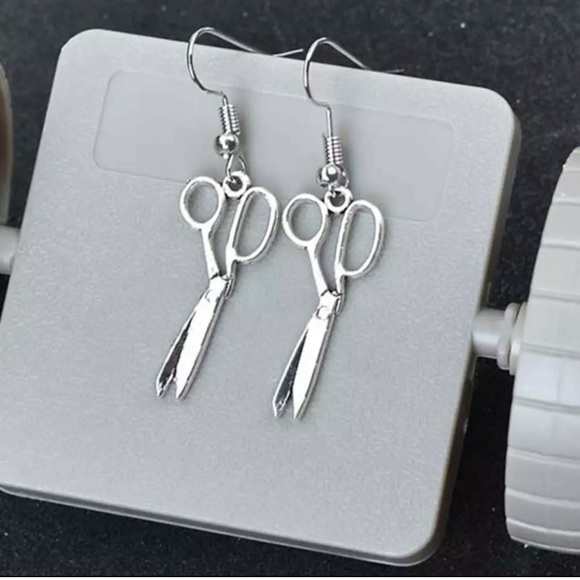 Vintage Jewelry - New Sterling Silver Handmade Punk Scissor Drop Earrings Minimalist Earrings